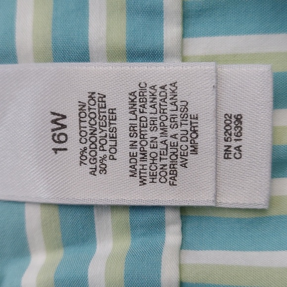➕️ Villager Green Striped Fitted Button Down Shirt, Size 16W, Like New - Picture 5 of 7